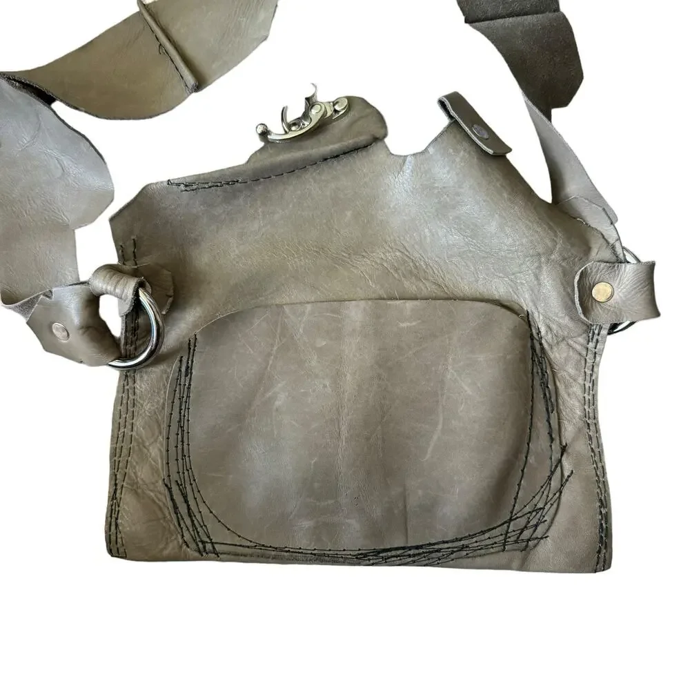 Boutique Mini Leather Crossbody Bag Brown Gray - Picture 4 of 11